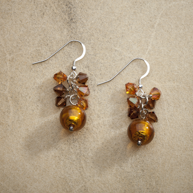Bronze Cluster Earrings