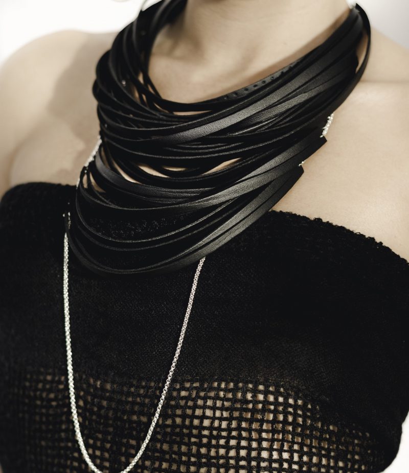 Leather long necklace