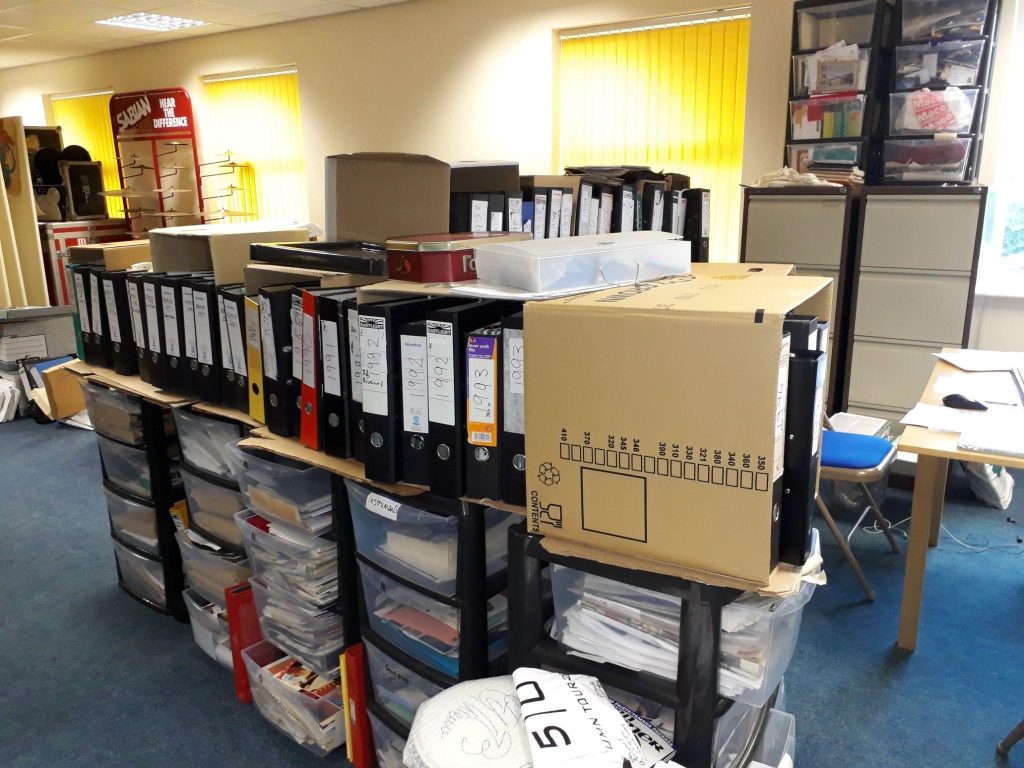 The Collection starts to take shape - boxes of documents, sorted into date order