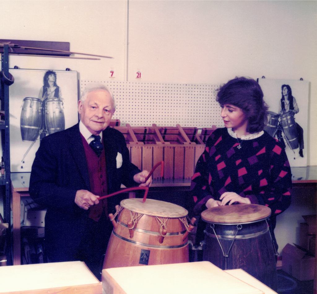 Evelyn and James Blades at Acorn Percussion Workshop in 1986