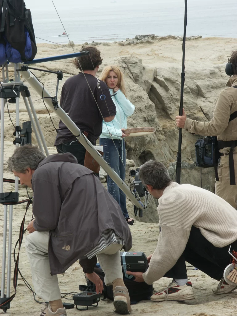 Evelyn and some of the Touch the Sound film crew, photo taken in March 2002