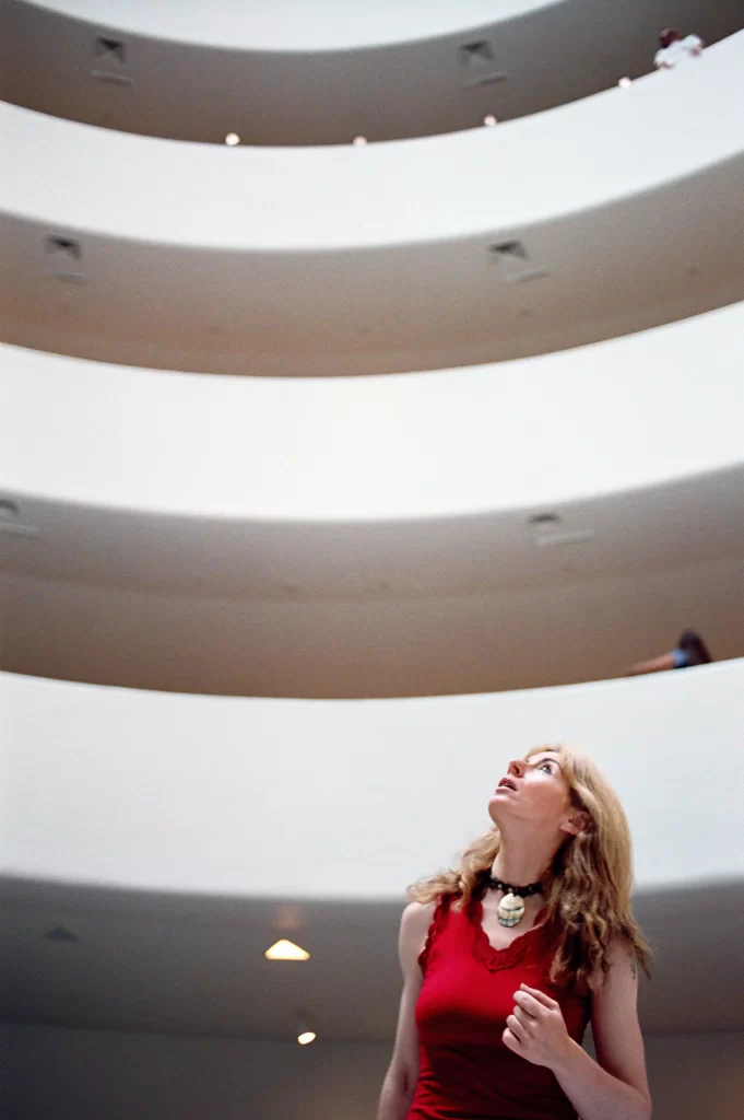 Touch the Sound - Evelyn looking up in the Guggenheim Museum, New York